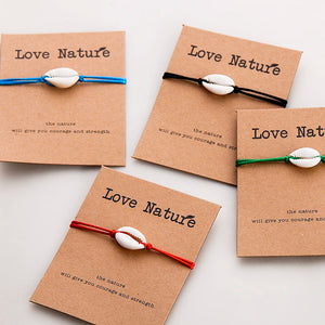 Nature Shell Charm Bracelet Kraft Paper Wish Card Gift Handmade