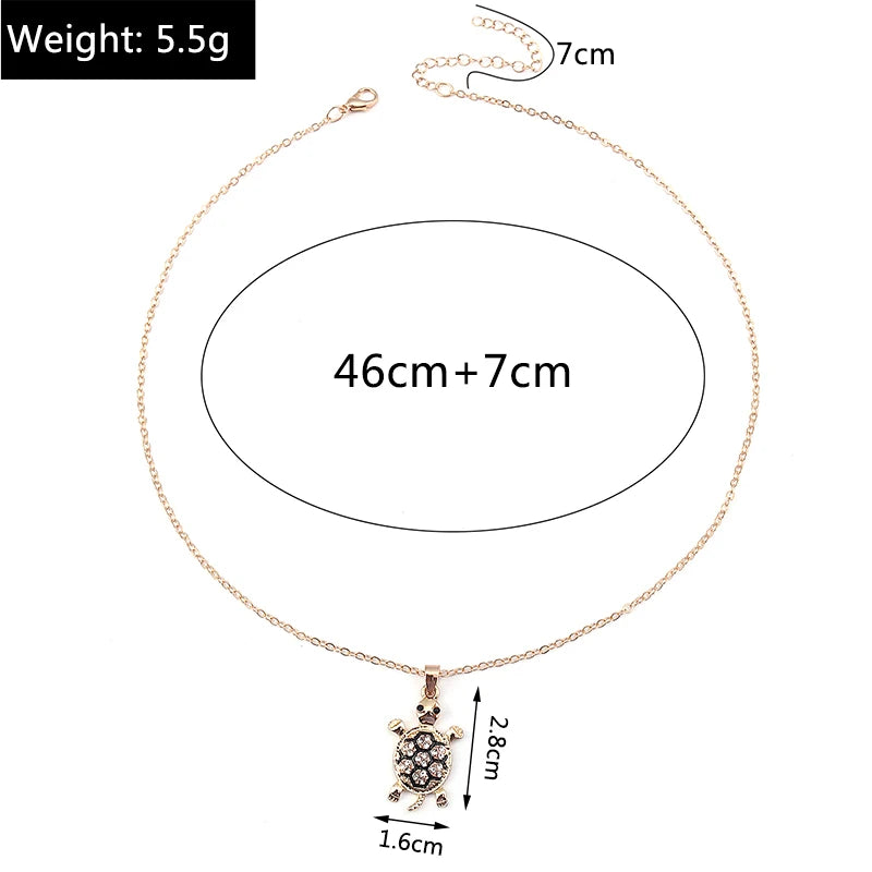 Aihua Fashion Crystal Turtle Necklace Ocean