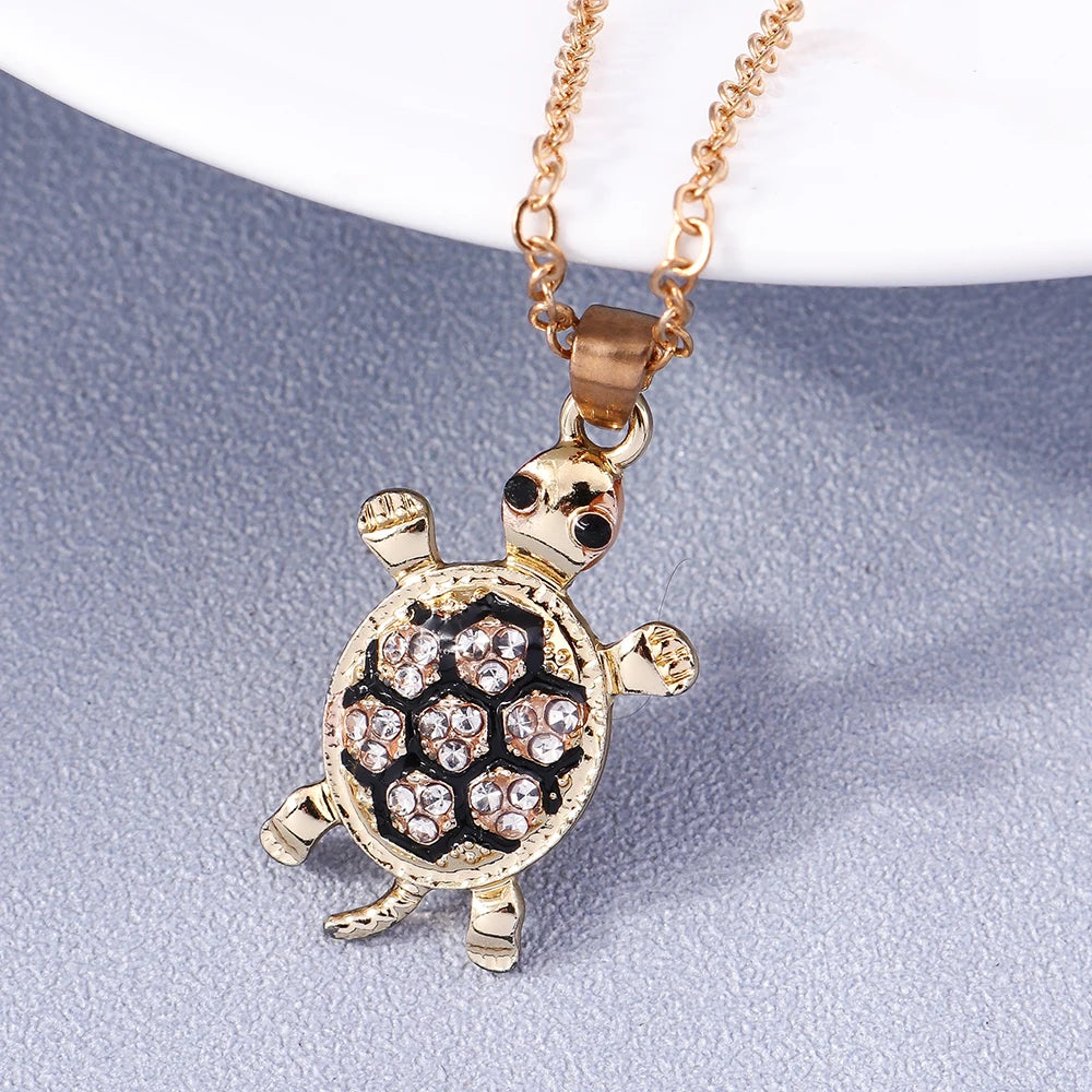 Aihua Fashion Crystal Turtle Necklace Ocean