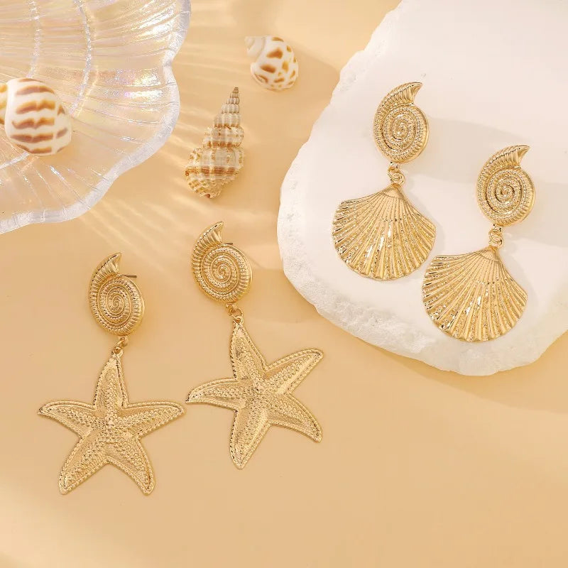 Summer Travel Ocean Shells Seashells Starfish Pendants Earrings