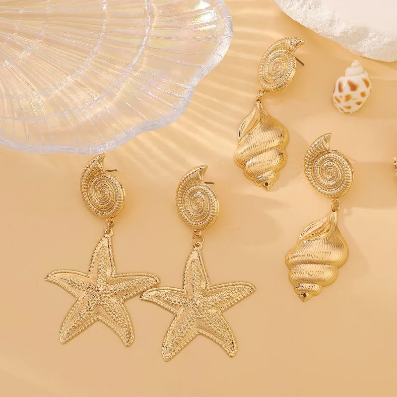 Summer Travel Ocean Shells Seashells Starfish Pendants Earrings