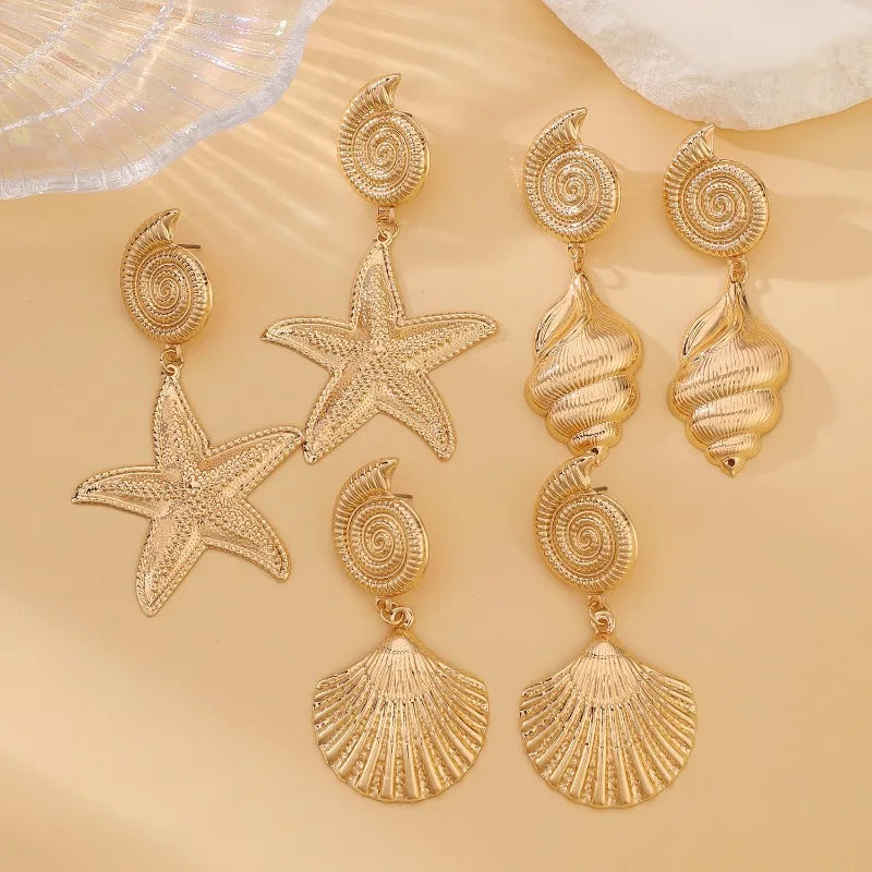 Summer Travel Ocean Shells Seashells Starfish Pendants Earrings
