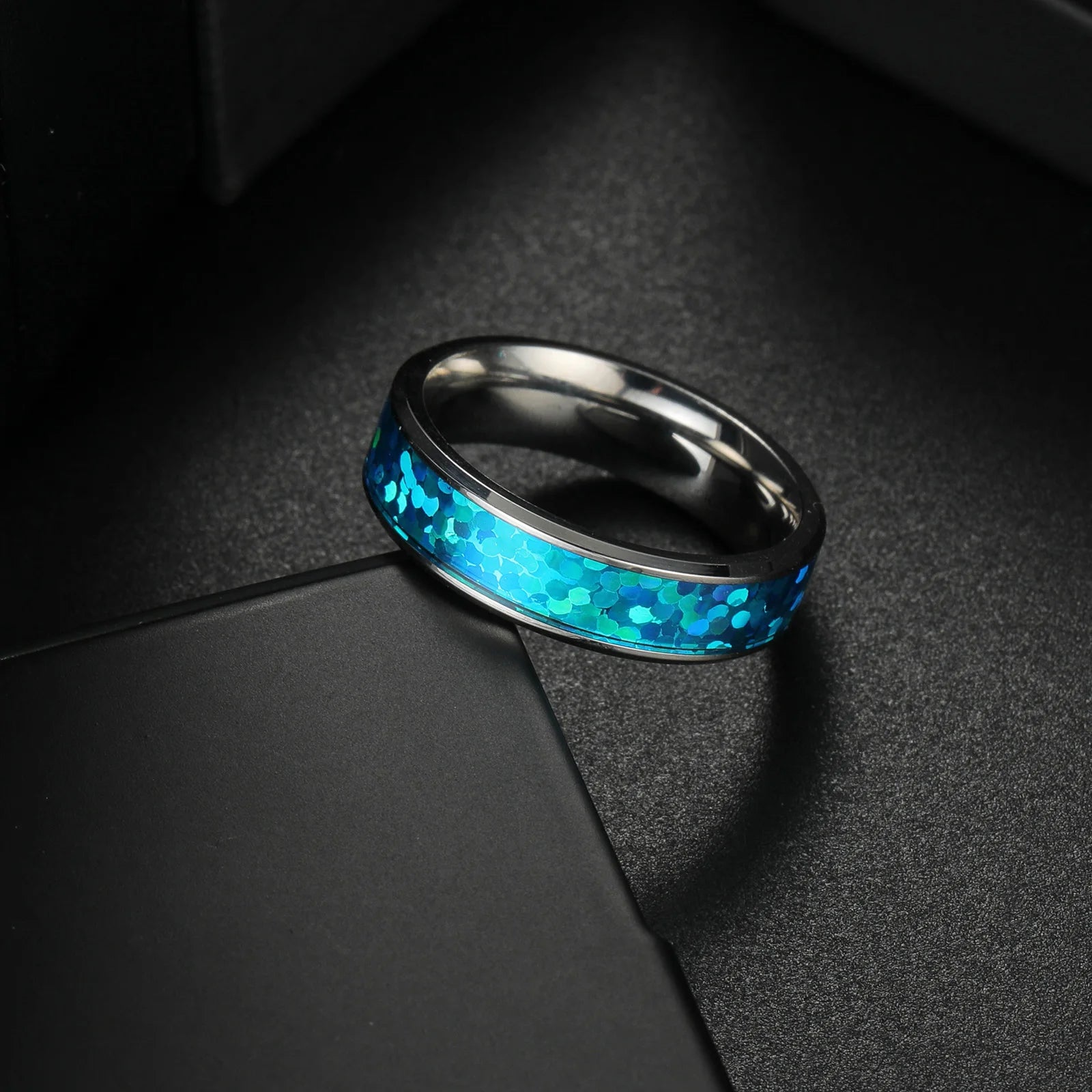 Vintage luxury promise love ring with blue opal stone