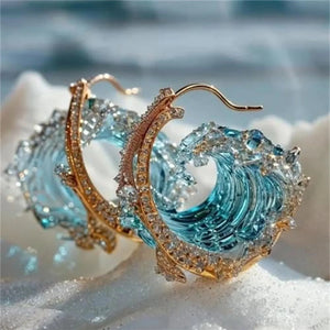 New Exquisite Sea Wave Earrings Resin Handicraft