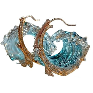 New Exquisite Sea Wave Earrings Resin Handicraft