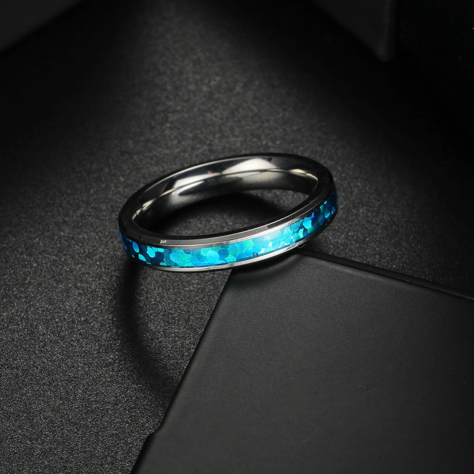 Vintage luxury promise love ring with blue opal stone