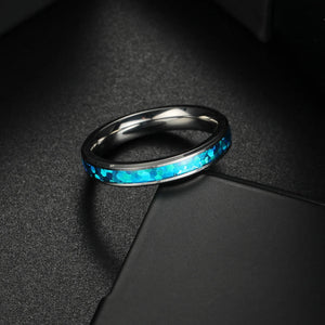 Vintage luxury promise love ring with blue opal stone