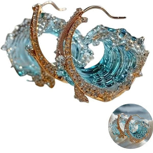 New Exquisite Sea Wave Earrings Resin Handicraft