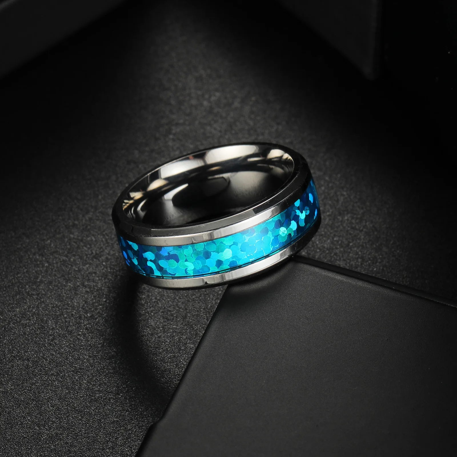 Vintage luxury promise love ring with blue opal stone